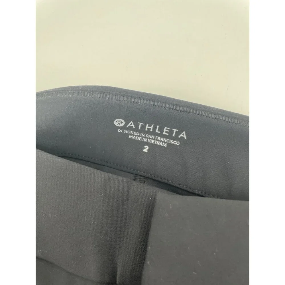 Athleta Stellar Skinny Trouser Pants Womens Size 2 Nylon Spandex Black Ankle Zip - Picture 4 of 10